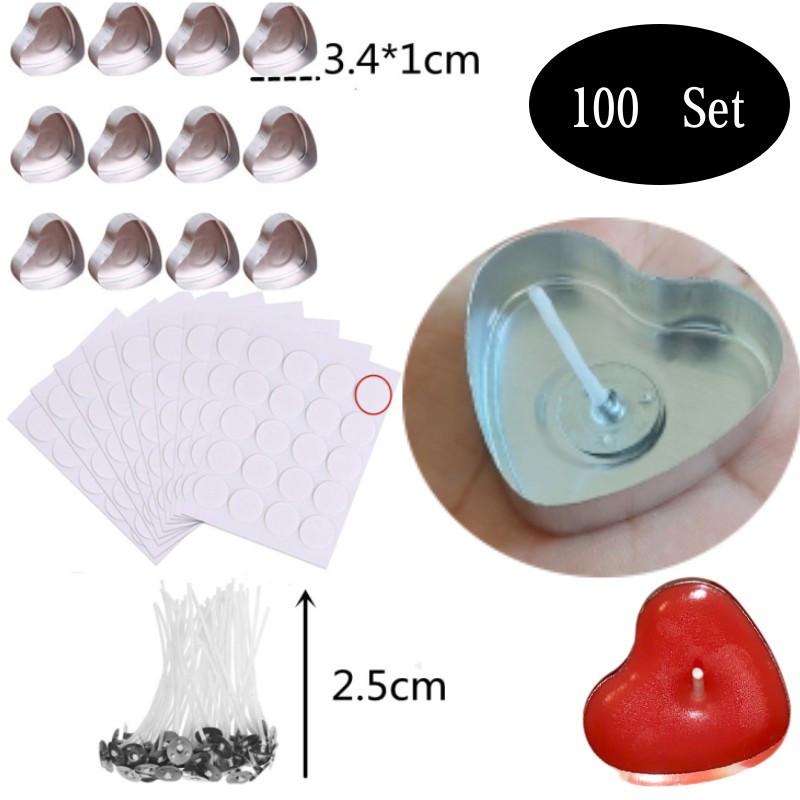 Candle Making Pot - 100 Set Bentuk Hati Kosong Aluminium